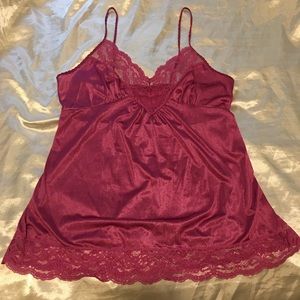 Vintage slip top chemise burgundy nylon